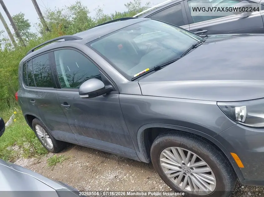 2016 Volkswagen Tiguan 2.0 Tsi VIN: WVGJV7AX5GW602244 Lot: 20268504