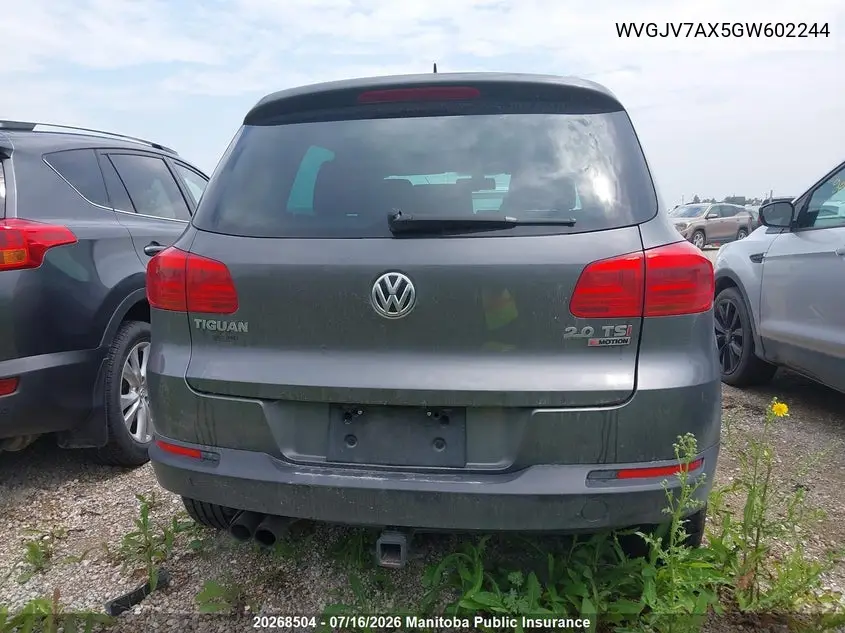 2016 Volkswagen Tiguan 2.0 Tsi VIN: WVGJV7AX5GW602244 Lot: 20268504