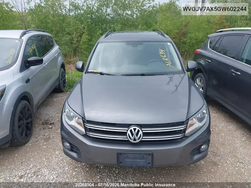 2016 Volkswagen Tiguan 2.0 Tsi VIN: WVGJV7AX5GW602244 Lot: 20268504
