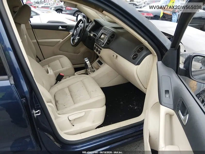 2016 Volkswagen Tiguan S VIN: WVGAV7AX2GW565038 Lot: 45422755