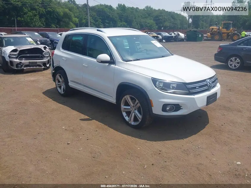 2016 Volkswagen Tiguan R-Line VIN: WVGBV7AX0GW094236 Lot: 45428171