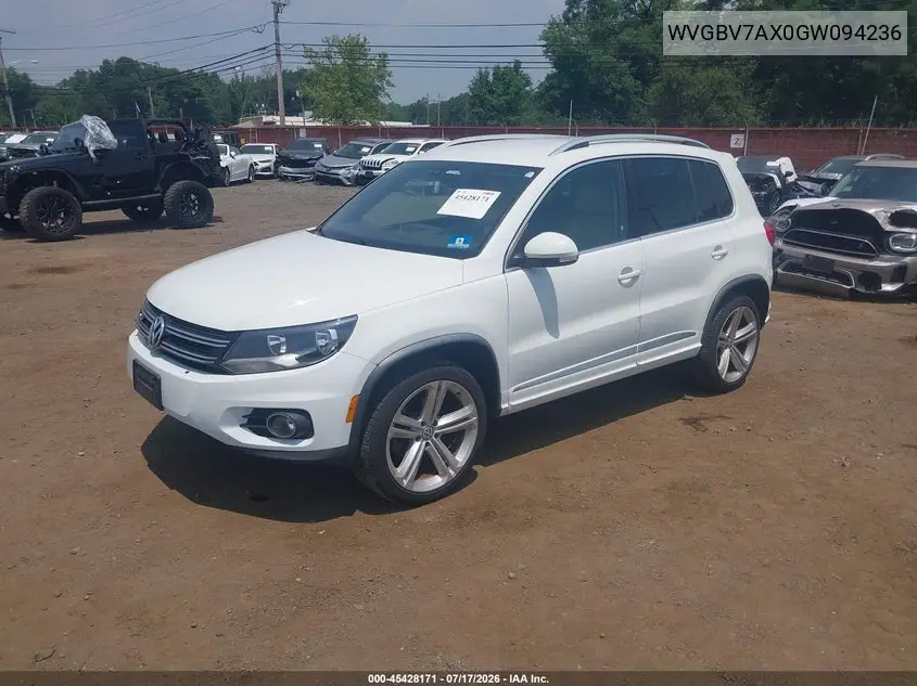 2016 Volkswagen Tiguan R-Line VIN: WVGBV7AX0GW094236 Lot: 45428171