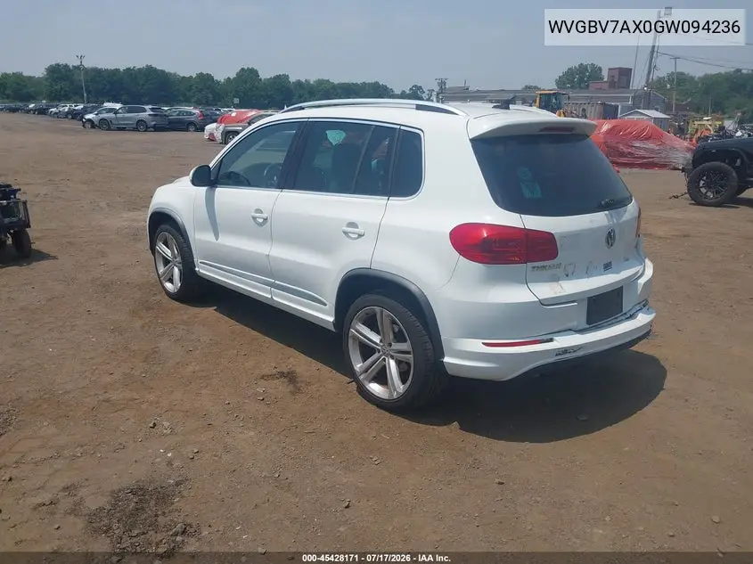 2016 Volkswagen Tiguan R-Line VIN: WVGBV7AX0GW094236 Lot: 45428171