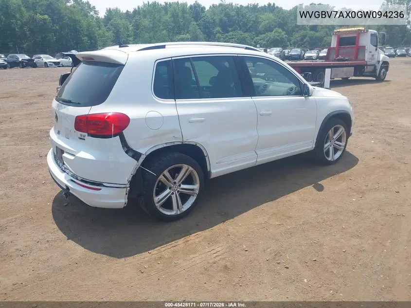 2016 Volkswagen Tiguan R-Line VIN: WVGBV7AX0GW094236 Lot: 45428171