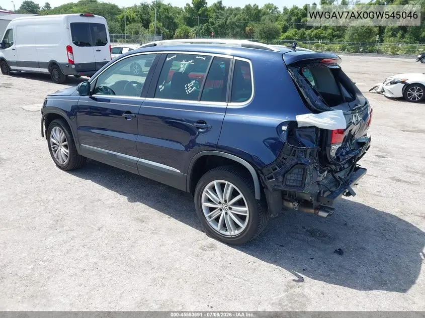 2016 Volkswagen Tiguan Se VIN: WVGAV7AX0GW545046 Lot: 45553691