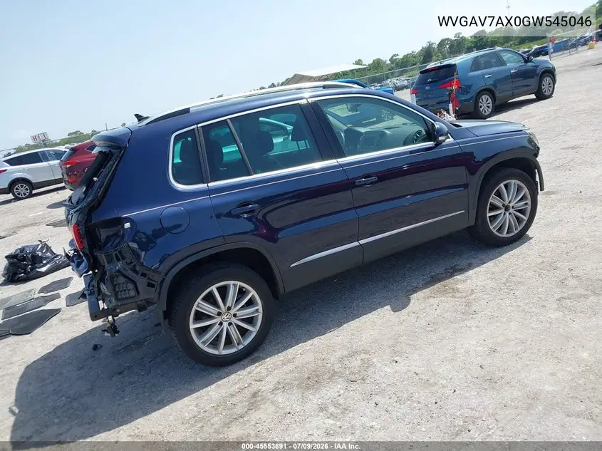 2016 Volkswagen Tiguan Se VIN: WVGAV7AX0GW545046 Lot: 45553691