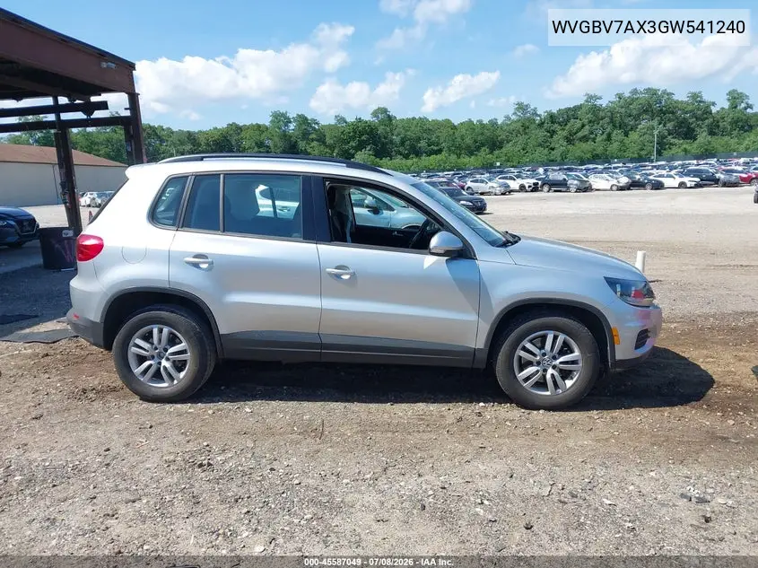 2016 Volkswagen Tiguan S VIN: WVGBV7AX3GW541240 Lot: 45587049