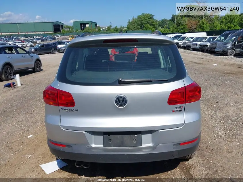 2016 Volkswagen Tiguan S VIN: WVGBV7AX3GW541240 Lot: 45587049