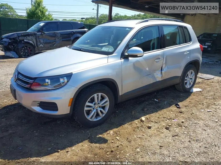 2016 Volkswagen Tiguan S VIN: WVGBV7AX3GW541240 Lot: 45587049