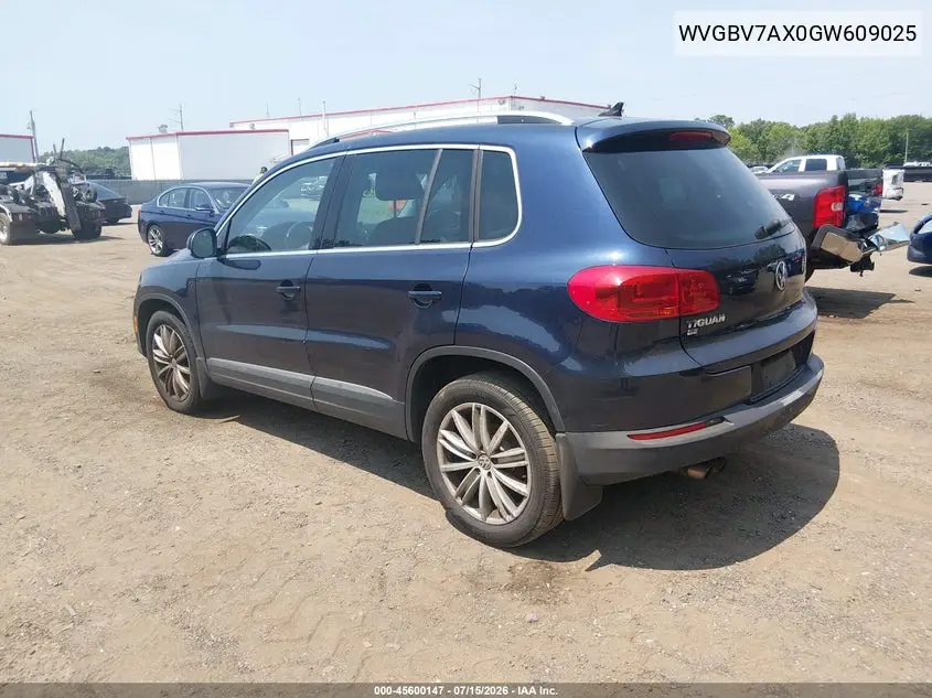 2016 Volkswagen Tiguan Se VIN: WVGBV7AX0GW609025 Lot: 45600147