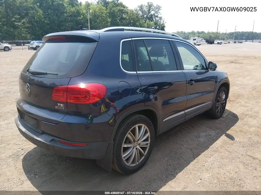 2016 Volkswagen Tiguan Se VIN: WVGBV7AX0GW609025 Lot: 45600147