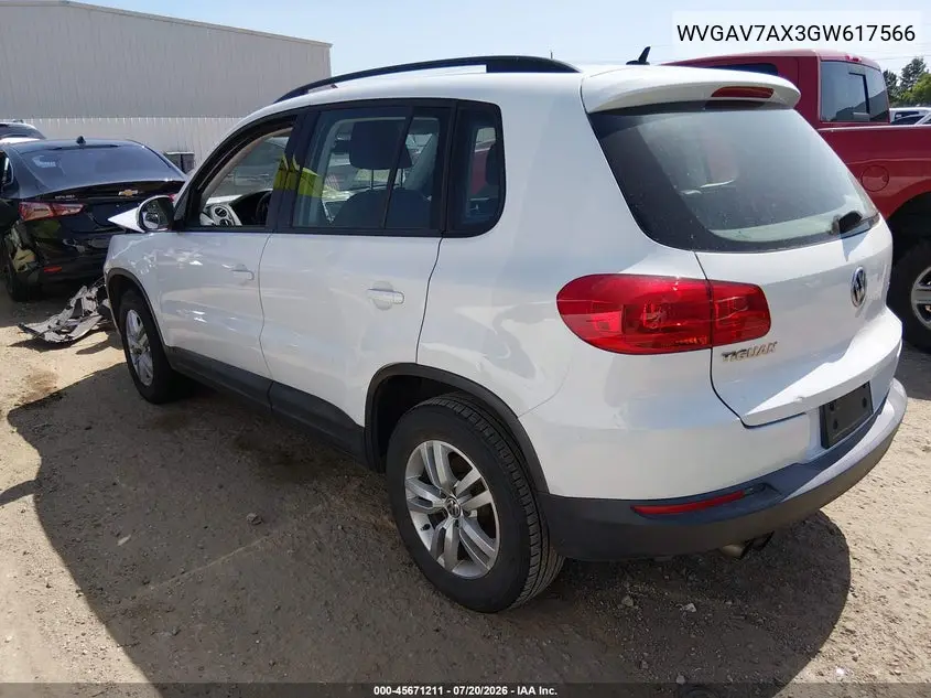 2016 Volkswagen Tiguan S VIN: WVGAV7AX3GW617566 Lot: 45671211
