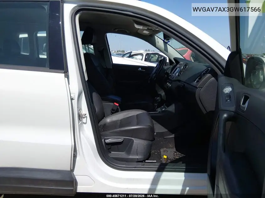 2016 Volkswagen Tiguan S VIN: WVGAV7AX3GW617566 Lot: 45671211