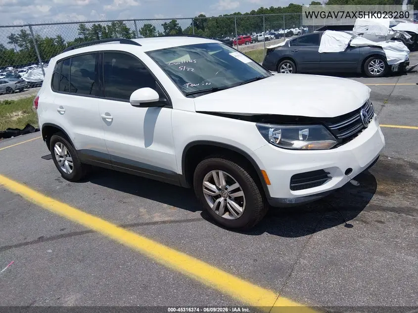 2017 Volkswagen Tiguan 2.0T/2.0T S VIN: WVGAV7AX5HK023280 Lot: 45316374