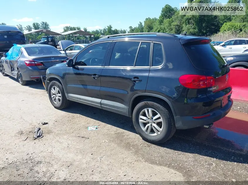 2017 Volkswagen Tiguan 2.0T/2.0T S VIN: WVGAV7AX4HK025862 Lot: 45384064