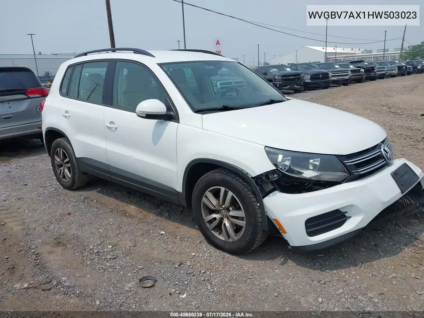 2017 Volkswagen Tiguan 2.0T S VIN: WVGBV7AX1HW503023 Lot: 45650239