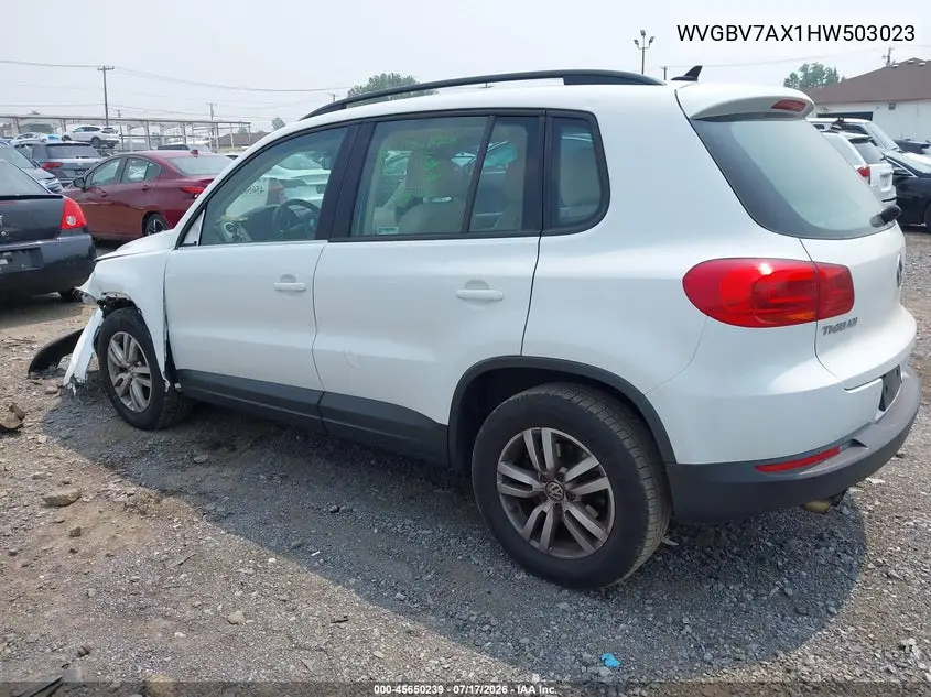 2017 Volkswagen Tiguan 2.0T S VIN: WVGBV7AX1HW503023 Lot: 45650239