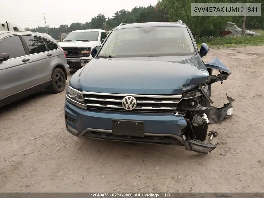 2018 Volkswagen Tiguan VIN: 3VV4B7AX1JM101841 Lot: 12640478