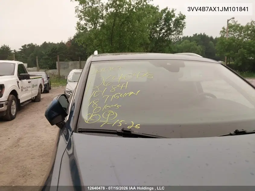 2018 Volkswagen Tiguan VIN: 3VV4B7AX1JM101841 Lot: 12640478