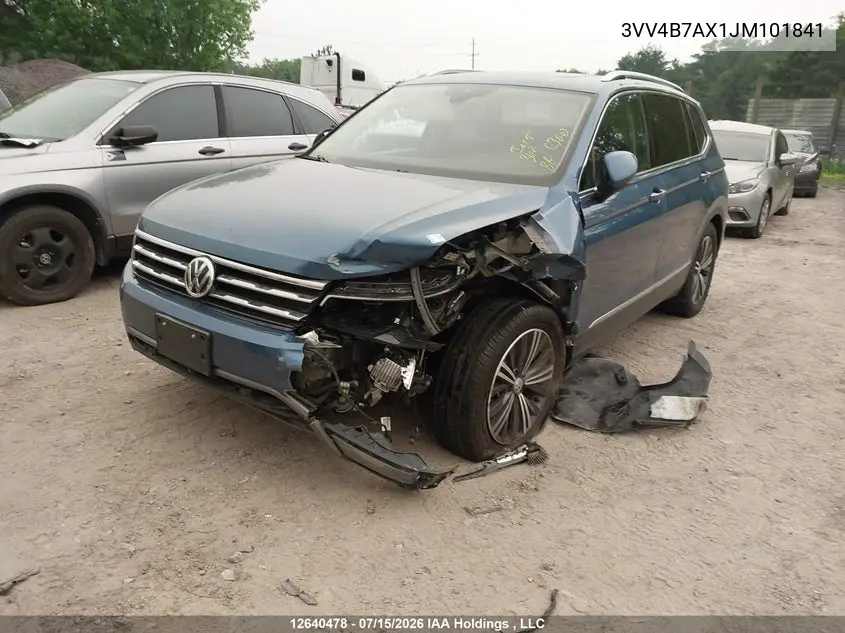 2018 Volkswagen Tiguan VIN: 3VV4B7AX1JM101841 Lot: 12640478