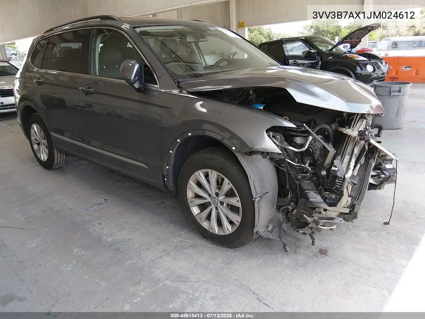 2018 Volkswagen Tiguan 2.0T Se/2.0T Sel VIN: 3VV3B7AX1JM024612 Lot: 45615413