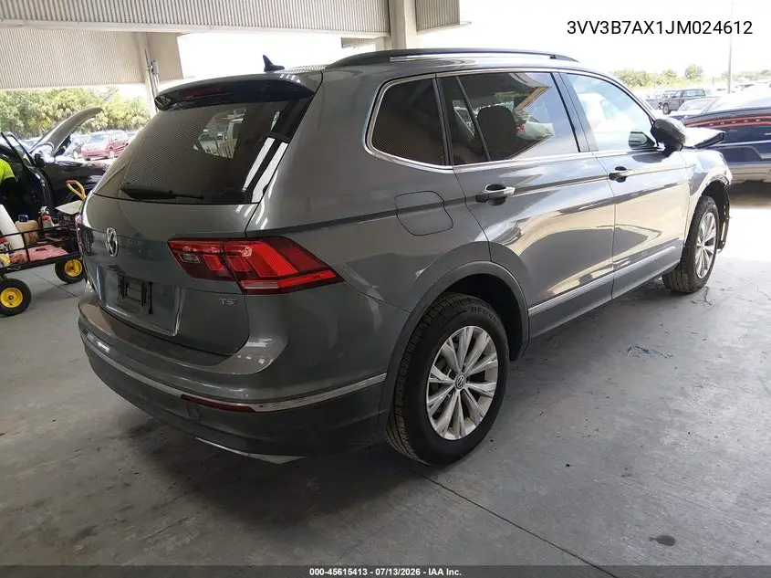2018 Volkswagen Tiguan 2.0T Se/2.0T Sel VIN: 3VV3B7AX1JM024612 Lot: 45615413