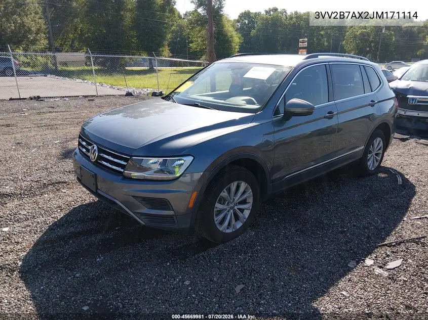 2018 Volkswagen Tiguan 2.0T Se/2.0T Sel VIN: 3VV2B7AX2JM171114 Lot: 45669981