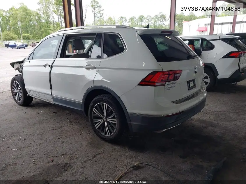 2019 Volkswagen Tiguan 2.0T Se/2.0T Sel/2.0T Sel R-Line/2.0T Sel R-Line Black VIN: 3VV3B7AX4KM104858 Lot: 45373171