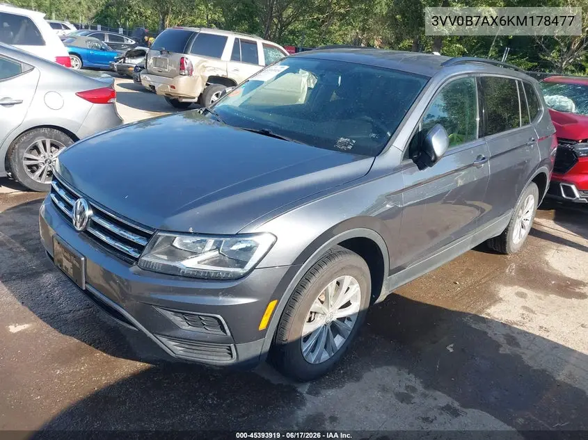 2019 Volkswagen Tiguan 2.0T S VIN: 3VV0B7AX6KM178477 Lot: 45393919