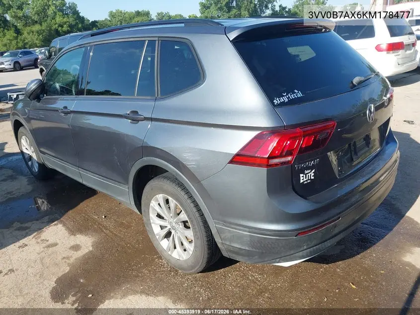 2019 Volkswagen Tiguan 2.0T S VIN: 3VV0B7AX6KM178477 Lot: 45393919