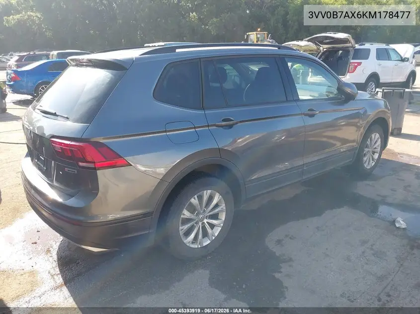 2019 Volkswagen Tiguan 2.0T S VIN: 3VV0B7AX6KM178477 Lot: 45393919