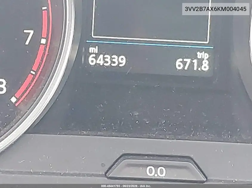 2019 Volkswagen Tiguan 2.0T Se/2.0T Sel/2.0T Sel R-Line/2.0T Sel R-Line Black VIN: 3VV2B7AX6KM004045 Lot: 45441793