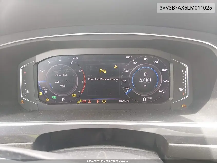 2020 Volkswagen Tiguan 2.0T Se/2.0T Se R-Line Black/2.0T Sel VIN: 3VV3B7AX5LM011025 Lot: 45570105