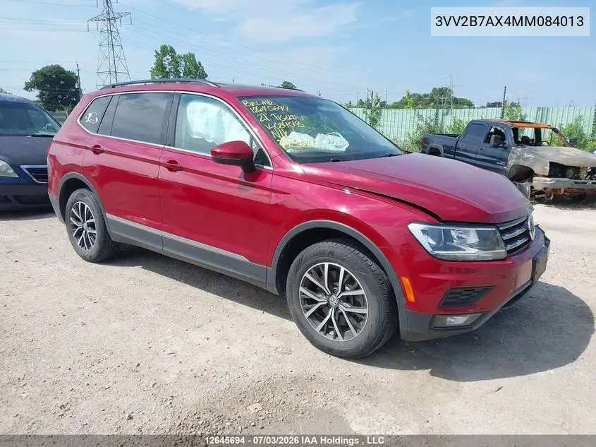 2021 Volkswagen Tiguan VIN: 3VV2B7AX4MM084013 Lot: 12645694