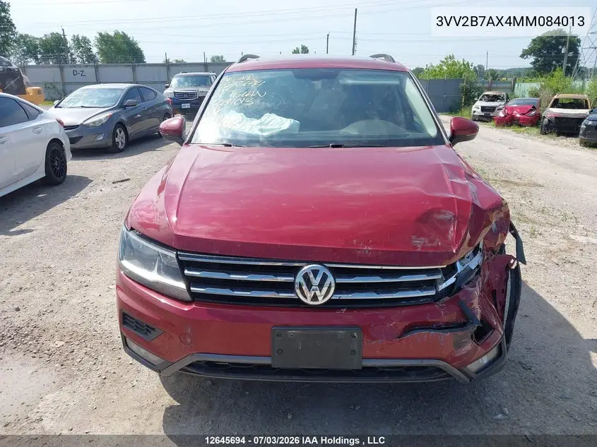 2021 Volkswagen Tiguan VIN: 3VV2B7AX4MM084013 Lot: 12645694