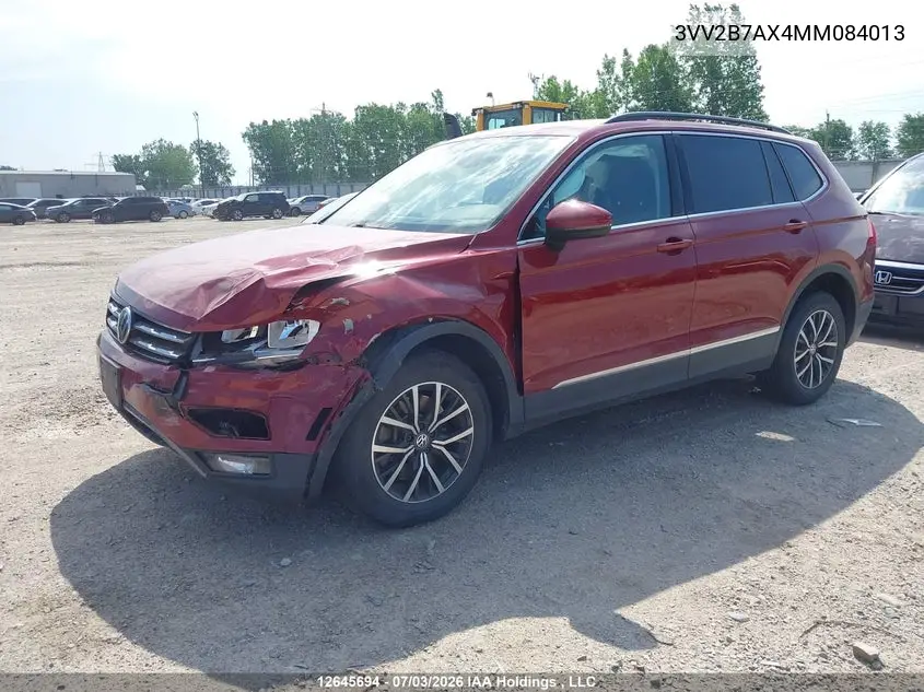 2021 Volkswagen Tiguan VIN: 3VV2B7AX4MM084013 Lot: 12645694