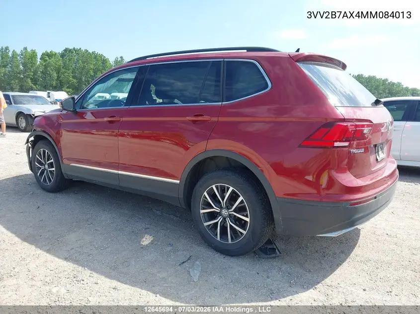 2021 Volkswagen Tiguan VIN: 3VV2B7AX4MM084013 Lot: 12645694