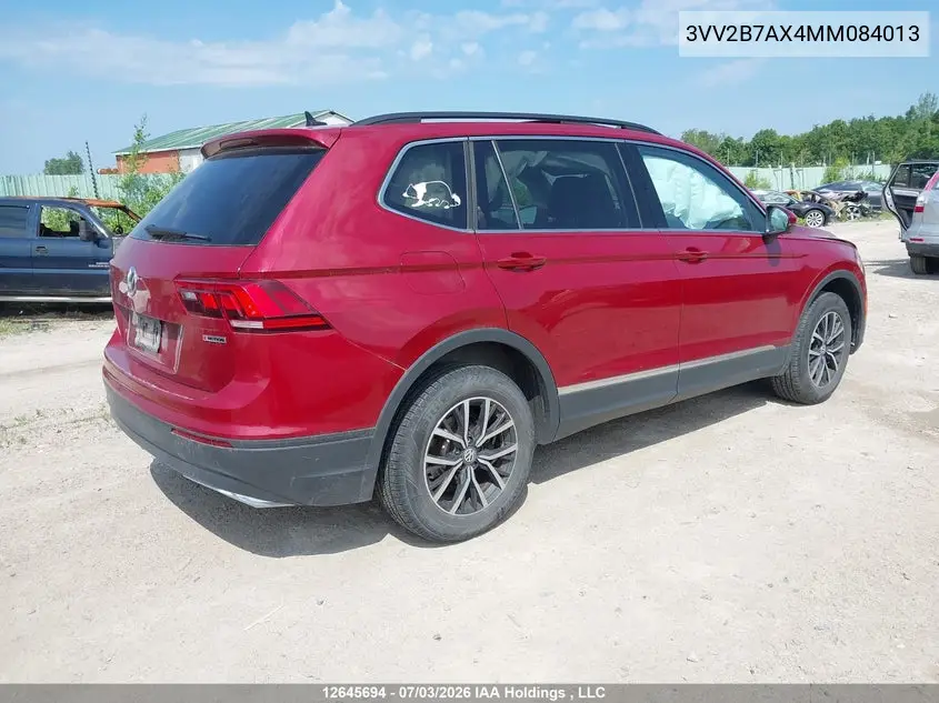 2021 Volkswagen Tiguan VIN: 3VV2B7AX4MM084013 Lot: 12645694
