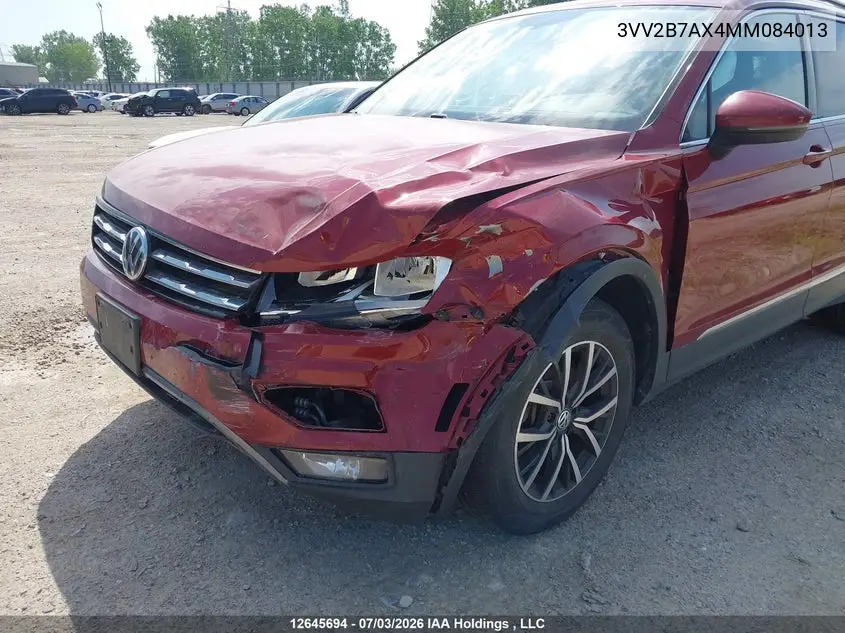 2021 Volkswagen Tiguan VIN: 3VV2B7AX4MM084013 Lot: 12645694
