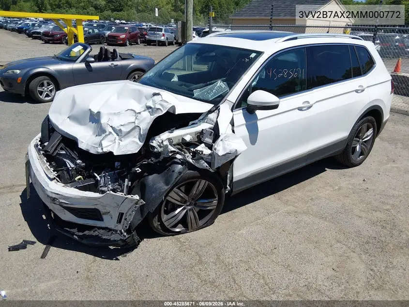 2021 Volkswagen Tiguan 2.0T Se/2.0T Se R-Line Black/2.0T Sel VIN: 3VV2B7AX2MM000772 Lot: 45285671