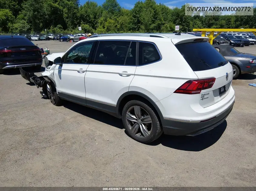 2021 Volkswagen Tiguan 2.0T Se/2.0T Se R-Line Black/2.0T Sel VIN: 3VV2B7AX2MM000772 Lot: 45285671