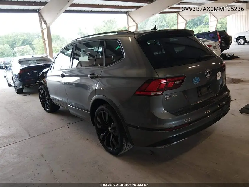2021 Volkswagen Tiguan 2.0T Se/2.0T Se R-Line Black/2.0T Sel VIN: 3VV3B7AX0MM135236 Lot: 45327759