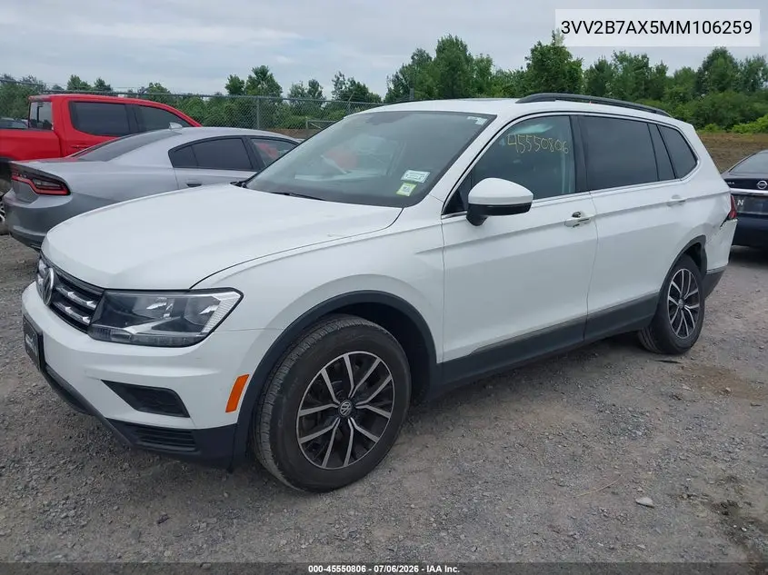 2021 Volkswagen Tiguan 2.0T Se/2.0T Se R-Line Black/2.0T Sel VIN: 3VV2B7AX5MM106259 Lot: 45550806