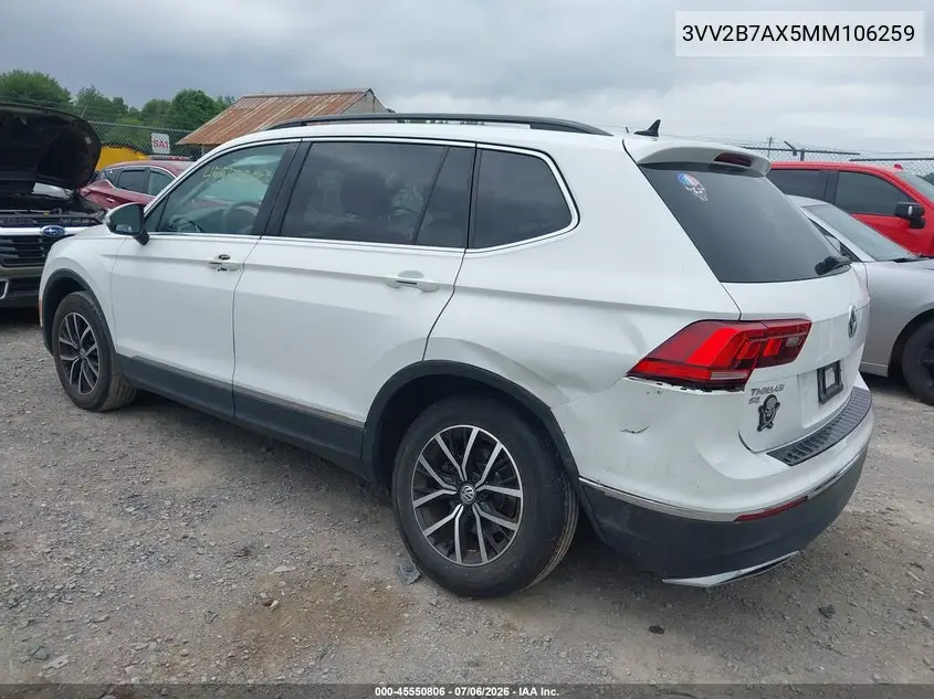 2021 Volkswagen Tiguan 2.0T Se/2.0T Se R-Line Black/2.0T Sel VIN: 3VV2B7AX5MM106259 Lot: 45550806