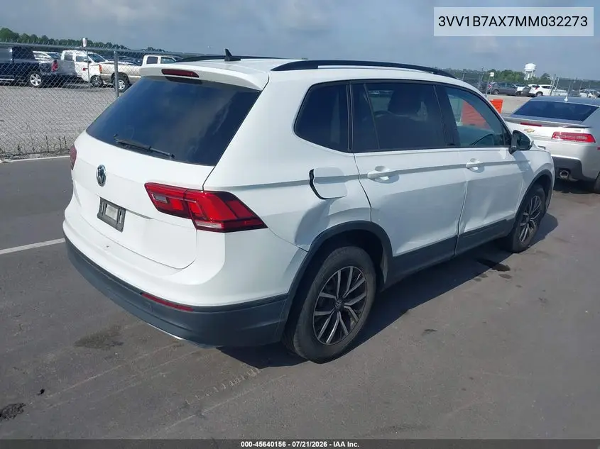 2021 Volkswagen Tiguan 2.0T S VIN: 3VV1B7AX7MM032273 Lot: 45640156
