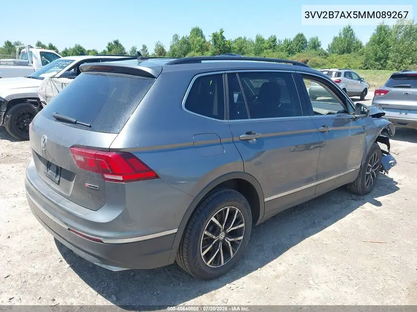 2021 Volkswagen Tiguan 2.0T Se/2.0T Se R-Line Black/2.0T Sel VIN: 3VV2B7AX5MM089267 Lot: 45640805
