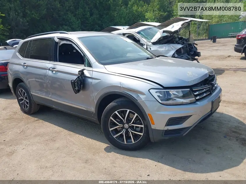 2021 Volkswagen Tiguan 2.0T Se/2.0T Se R-Line Black/2.0T Sel VIN: 3VV2B7AX8MM008780 Lot: 45646179