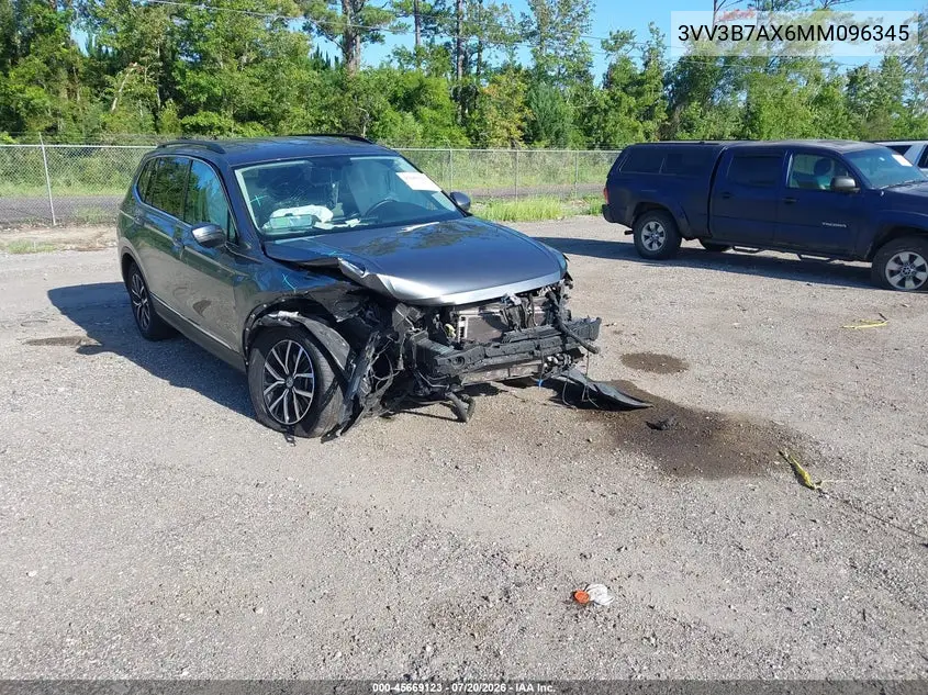 2021 Volkswagen Tiguan 2.0T Se/2.0T Se R-Line Black/2.0T Sel VIN: 3VV3B7AX6MM096345 Lot: 45669123