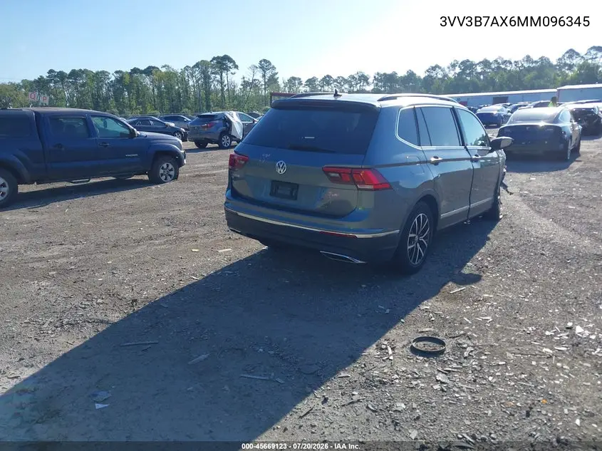 2021 Volkswagen Tiguan 2.0T Se/2.0T Se R-Line Black/2.0T Sel VIN: 3VV3B7AX6MM096345 Lot: 45669123