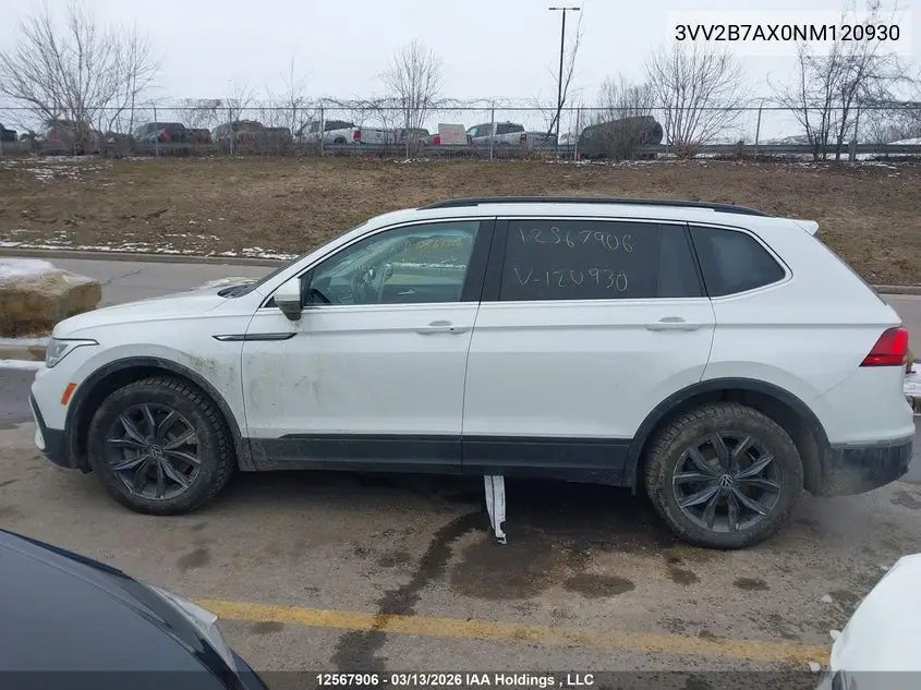 2022 Volkswagen Tiguan Comfortline VIN: 3VV2B7AX0NM120930 Lot: 12567906
